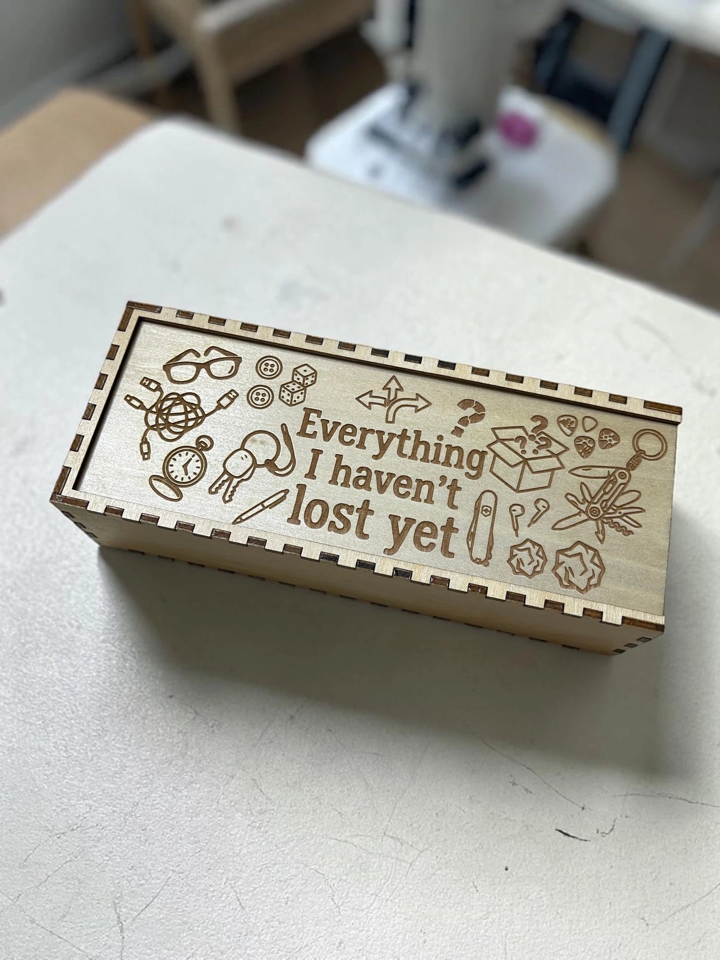 Laser Engraved Dice Box – DnD Storage Box – Sliding Lid Wooden Dice Case – EDC Pocket Dump Box – Tabletop RPG Gift