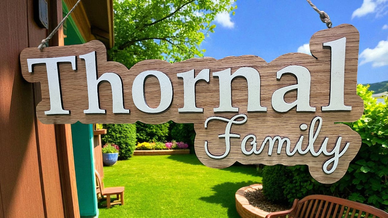 Custom Red Oak Family Name Sign