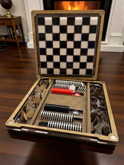 Premium Wooden Tabletop Game Set – Chess, Checkers & Othello (3-in-1)