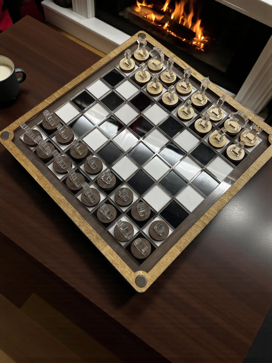 Premium Wooden Tabletop Game Set – Chess, Checkers & Othello (3-in-1)