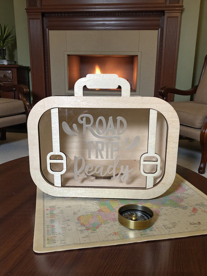Travel Fund Shadow Box Bank – Road Trip Ready Suitcase Savings Box (2 Sizes)