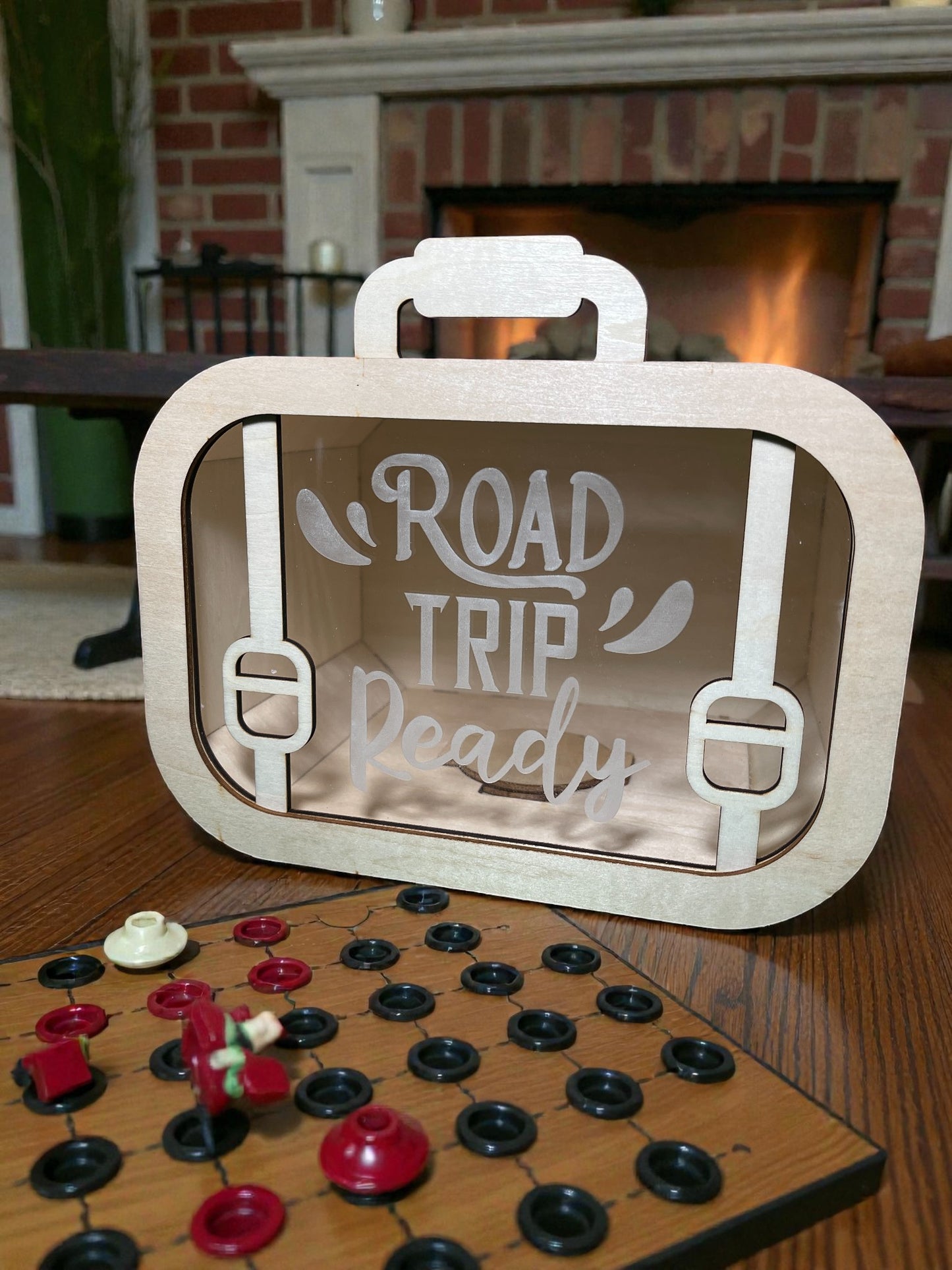 Travel Fund Shadow Box Bank – Road Trip Ready Suitcase Savings Box (2 Sizes)