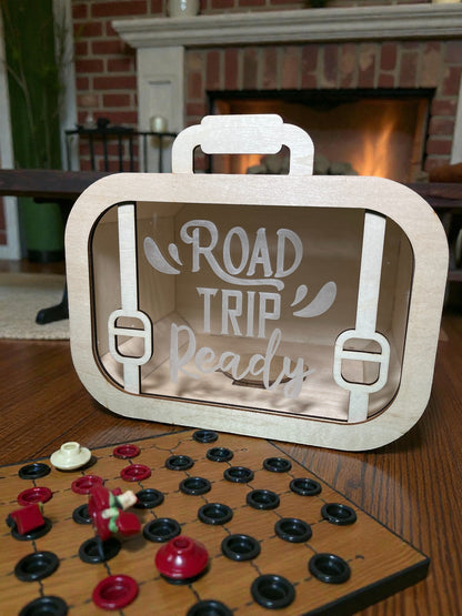 Travel Fund Shadow Box Bank – Road Trip Ready Suitcase Savings Box (2 Sizes)