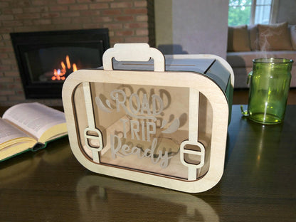 Travel Fund Shadow Box Bank – Road Trip Ready Suitcase Savings Box (2 Sizes)