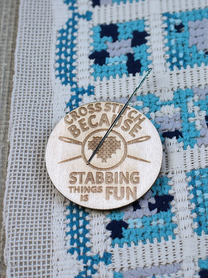 Funny Stitchy Wooden Needle Minders (Set of 5) – Laser Engraved Needle Minder Set