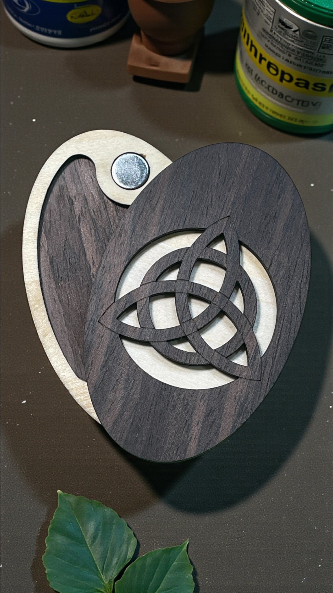 Walnut & Birch Magnetic Needle Keeper Box | Wooden Sewing Needle Holder | Needle Storage Case