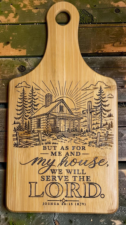 Christian Engraved Bamboo Cutting Board – Bible Verse Kitchen Décor | John 3:16, John 14:6 & Joshua 24:15