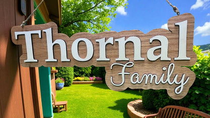 Custom Red Oak Family Name Sign