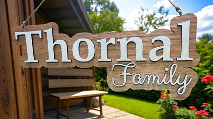 Custom Red Oak Family Name Sign