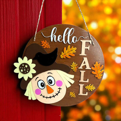 Hello Fall Wooden Door Hanger