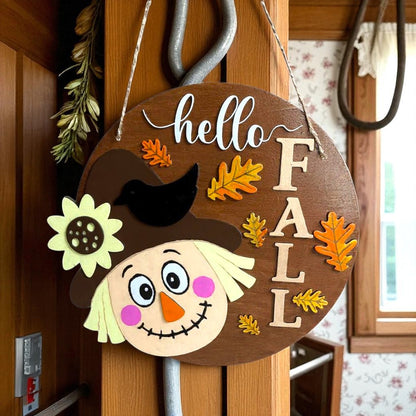 Hello Fall Wooden Door Hanger