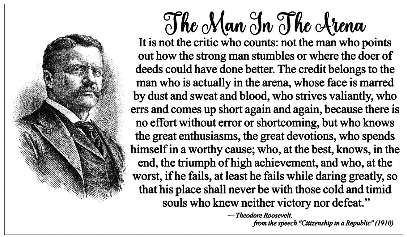 The Man in the Arena Engraved Wood Plaque – Theodore Roosevelt Inspirational Quote
