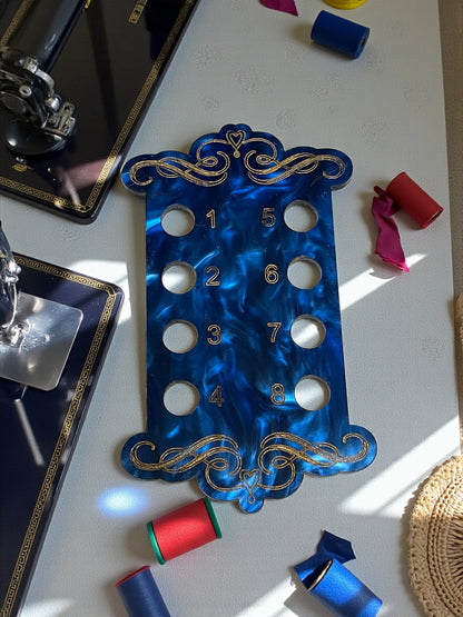 Decorative Acrylic Thread Drops – Numbered Needlework Thread Organizer with Ornate Scroll Design
