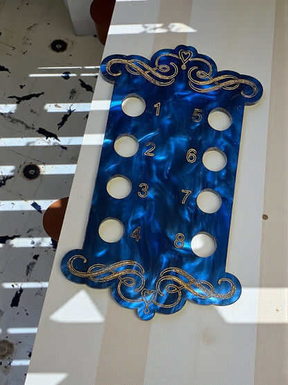 Decorative Acrylic Thread Drops – Numbered Needlework Thread Organizer with Ornate Scroll Design