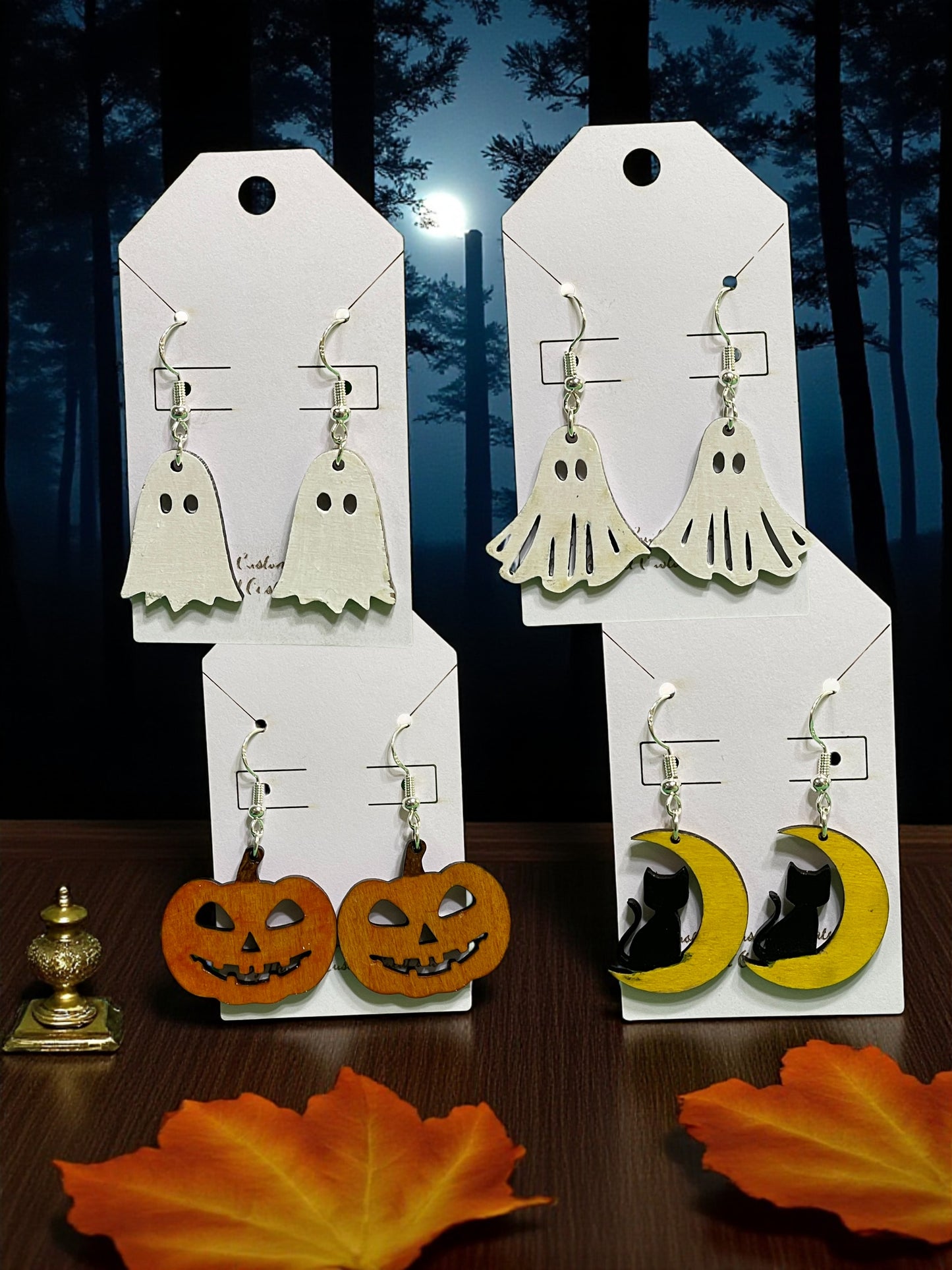 Handmade Halloween Earrings – Laser Cut & Painted